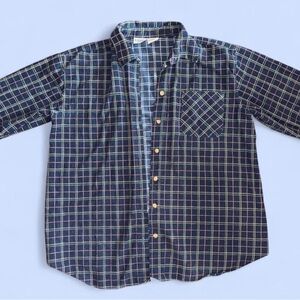 Capacity Maternity Navy Plaid Button-Up Shirt
